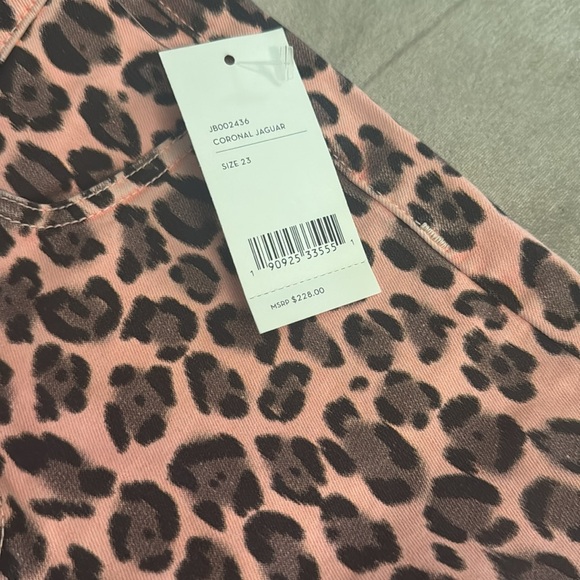 J Brand Mid Rise Cropped Skinny Jeans Jaguar Print Pink Leopard Size 23 NWT $228 - Picture 5 of 6